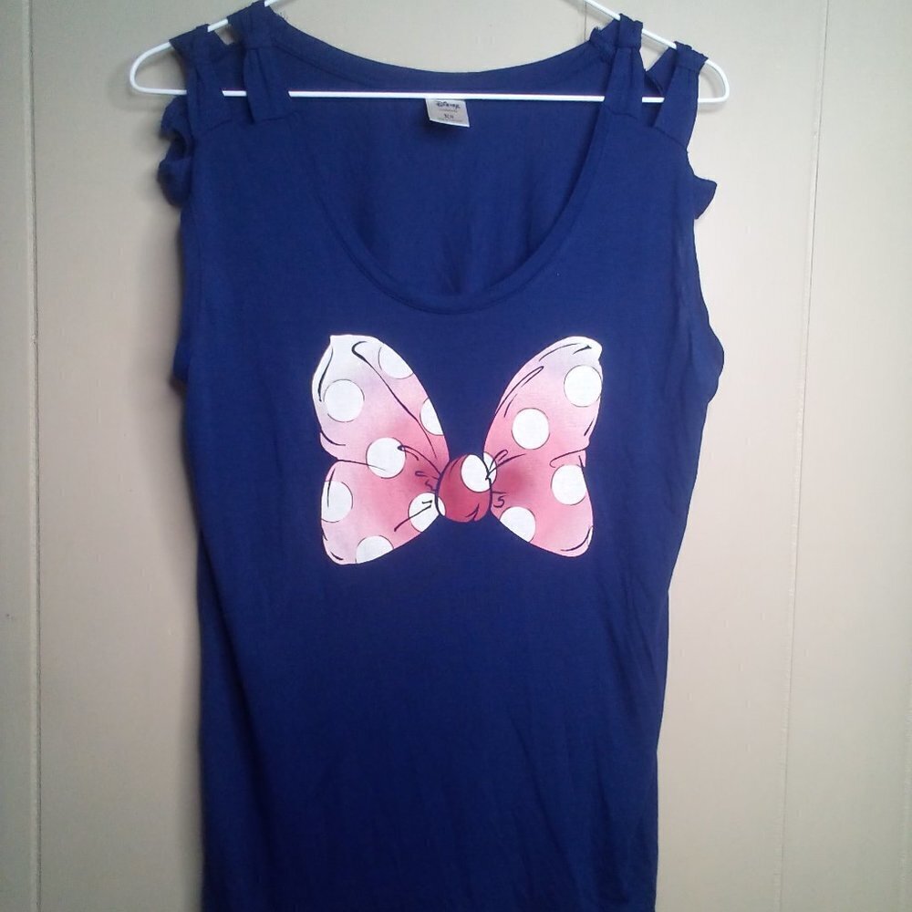 Disney Lauren Conrad Shirt XS Sleeveless Cut-Out Minnie Mouse Blue Red
